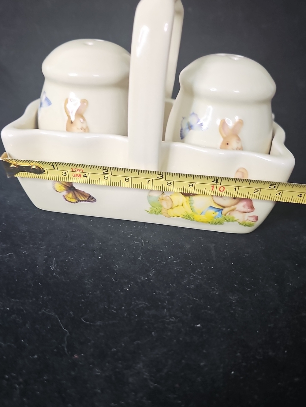 Ceramic Bunny Salt & Pepper Set with Basket - Picture 9 of 9